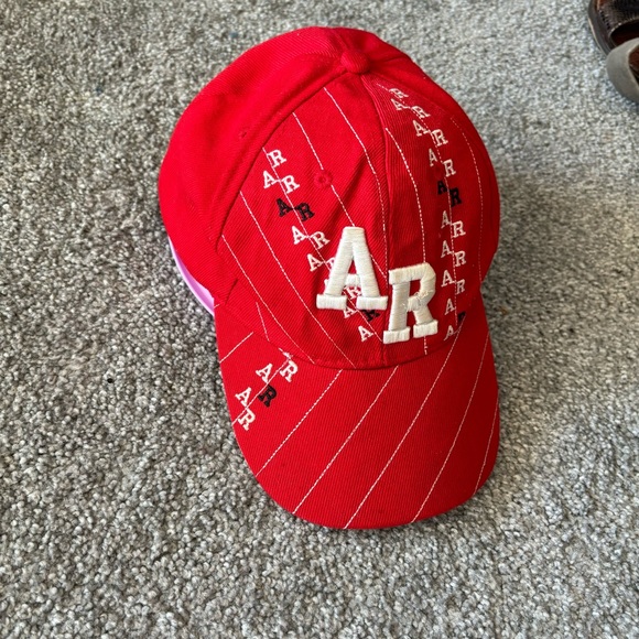 Vintage AR hat mens red white Arkansas embroidered adjustable strap cap 90s - Picture 7 of 8
